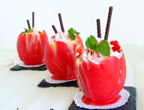 Chocolate Tulip Cups with Raspberry Mousse Filling