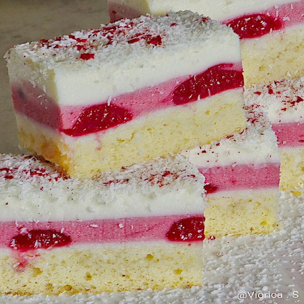 Prajitura cu cocos si zmeura